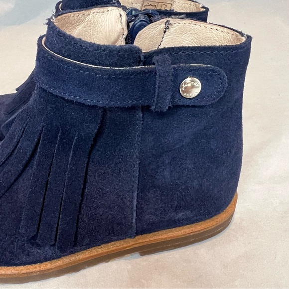 Jacadi Paris Lola Fringe Suede Leather Navy Blue Boots Girls Shoes Booties NWOB - Picture 4 of 9
